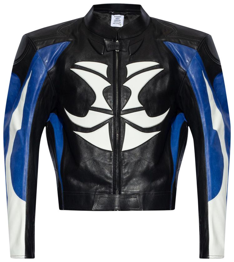 Vetements Tribal Leather Racing Jacket Black