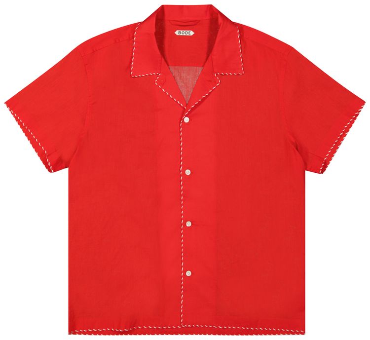 Bode Monday Short Sleeve Shirt BlackRed