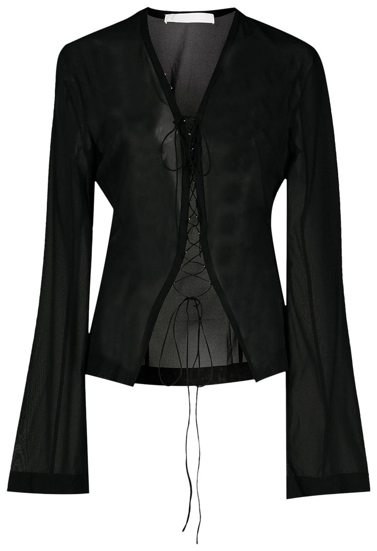Dion Lee Drape Print Lace Up Top Black