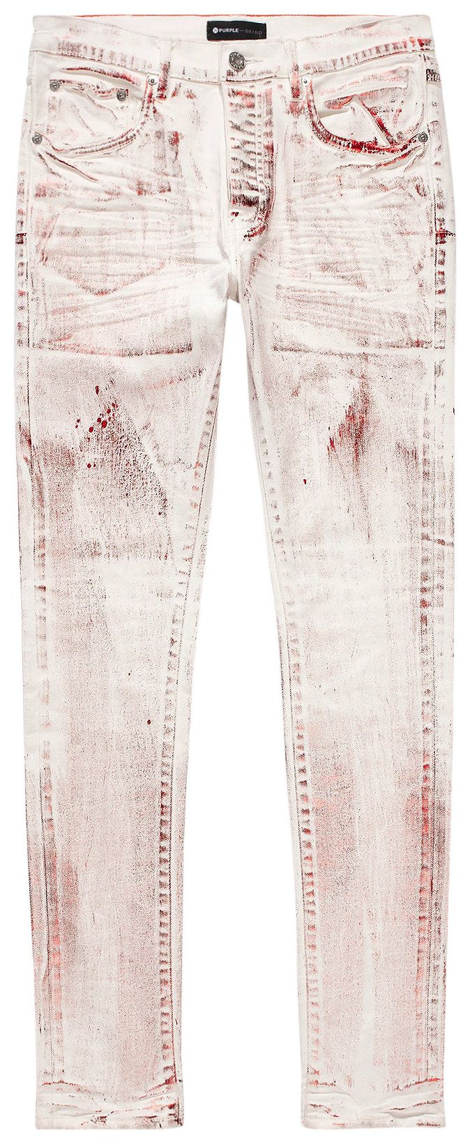 PURPLE BRAND Low Rise Skinny Jeans WhiteRed