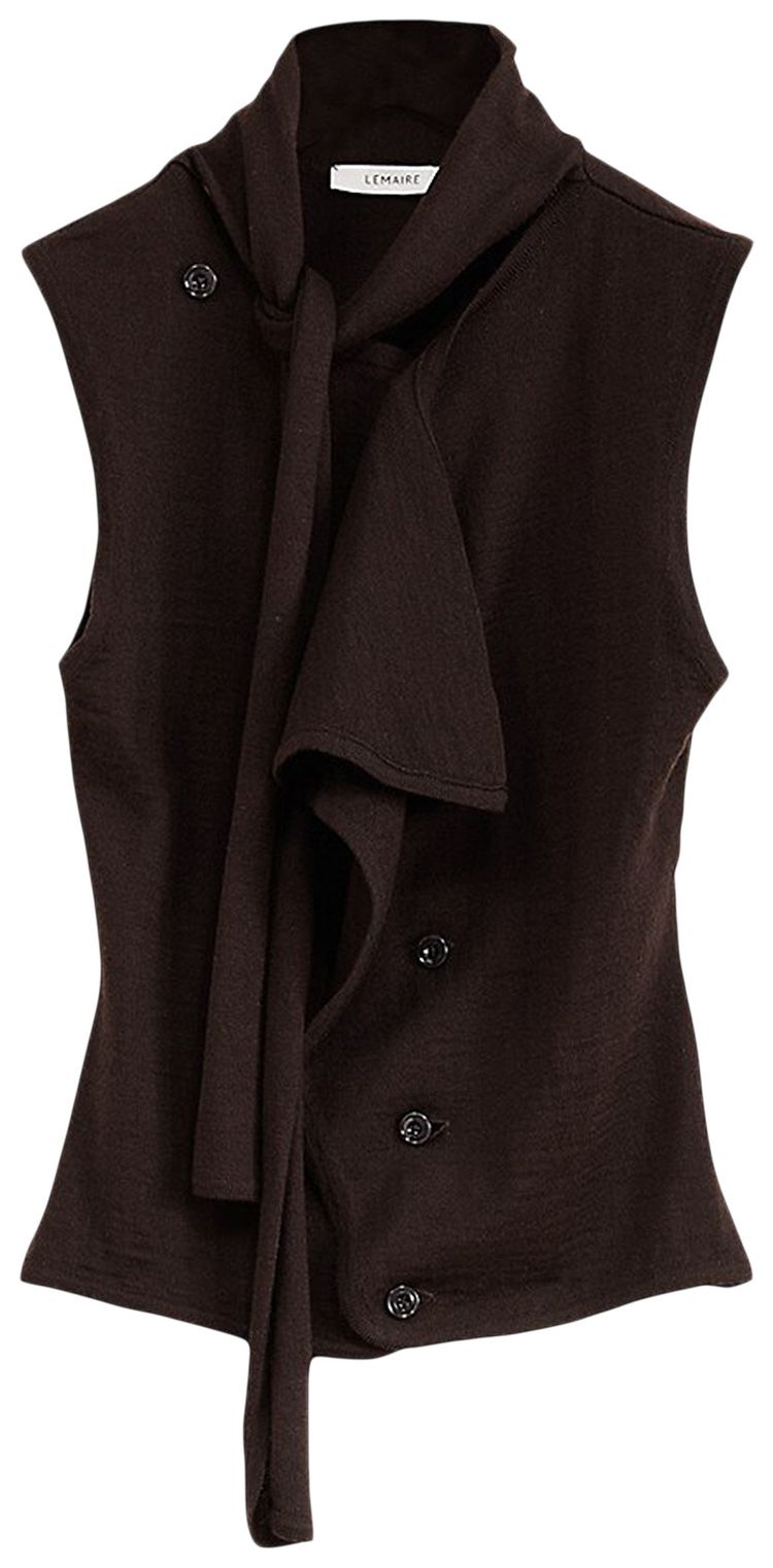 Lemaire Asymmetrical Sleeveless Cardigan Pecan Brown