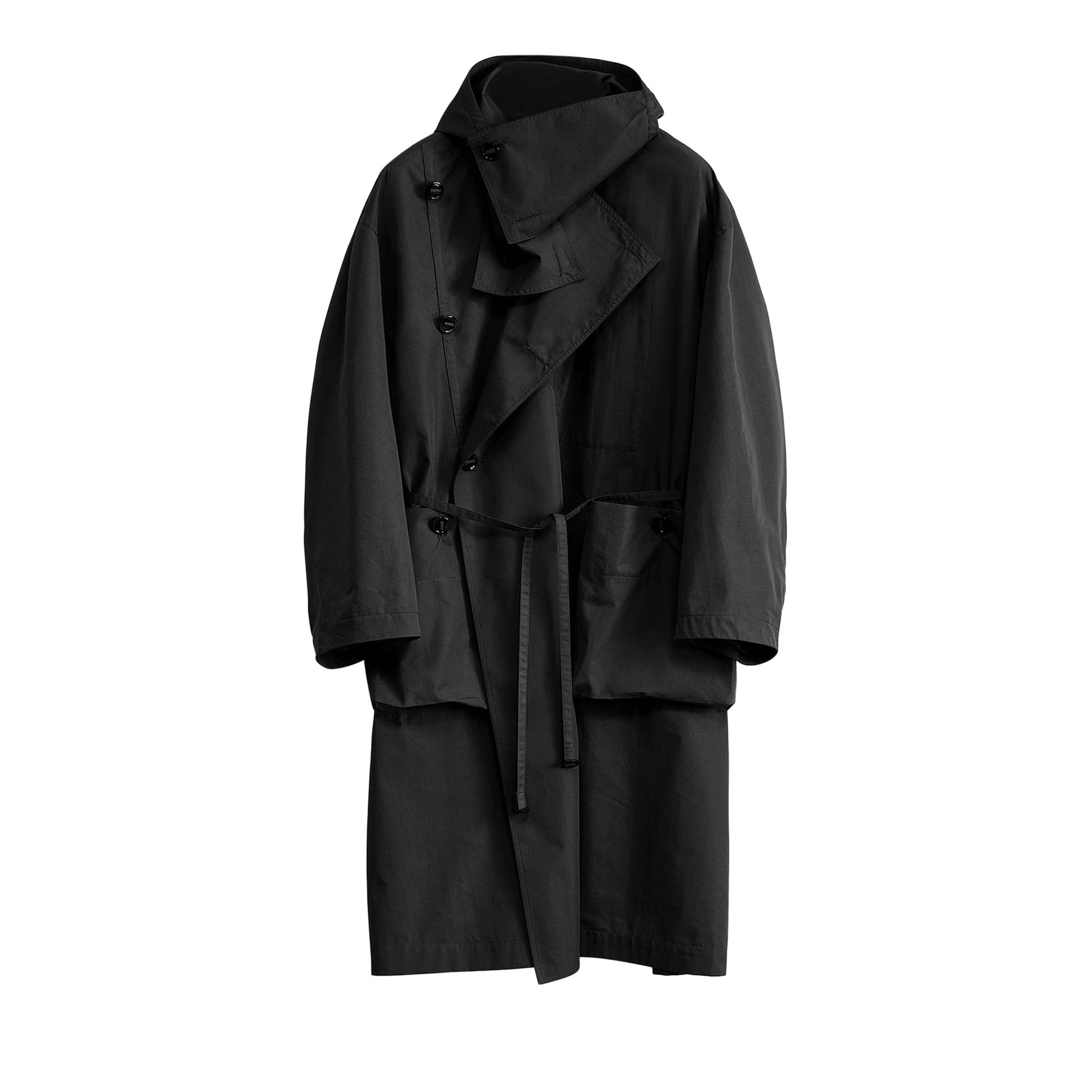 Buy Lemaire Light Asymmetrical Coat 'Black' - CO1049 LF1226 BK999