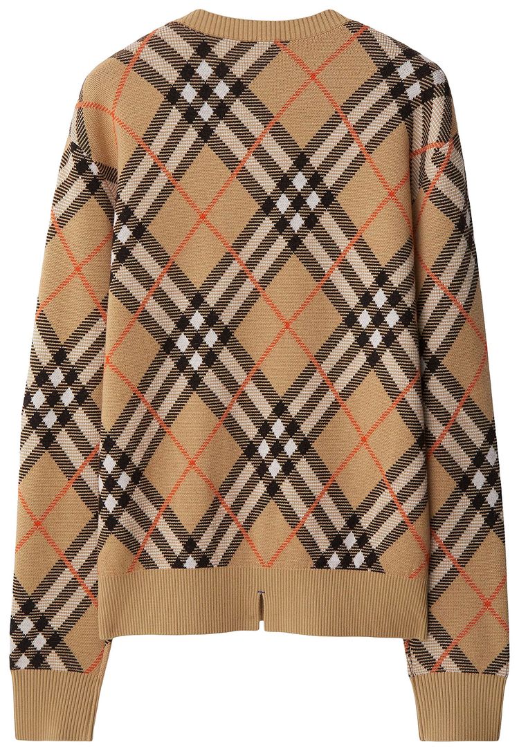 Burberry Check Wool Blend Sweater Sand