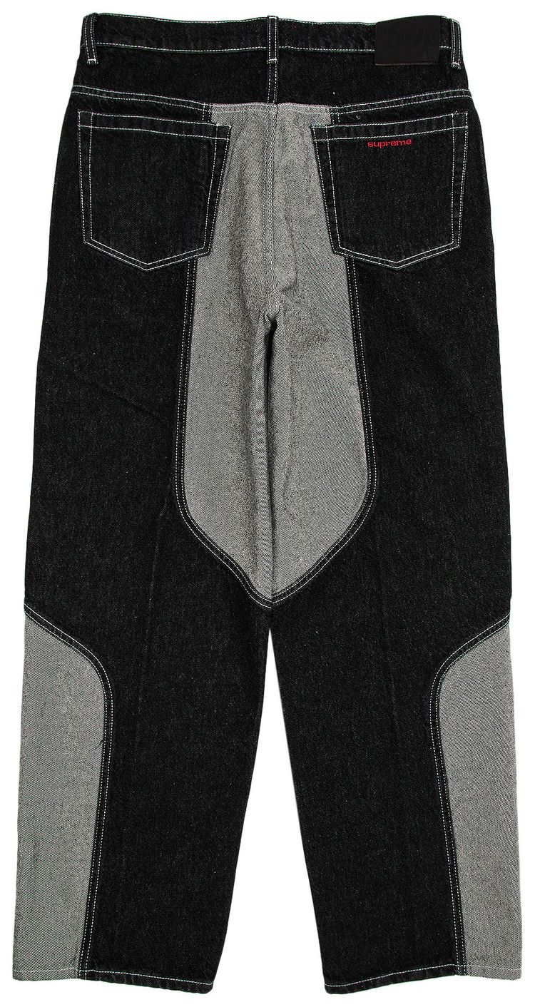 Supreme 2 Tone Paneled Baggy Jean Black