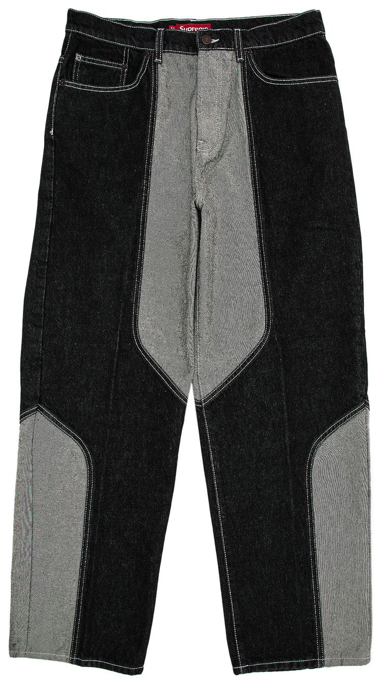 Supreme 2 Tone Paneled Baggy Jean Black