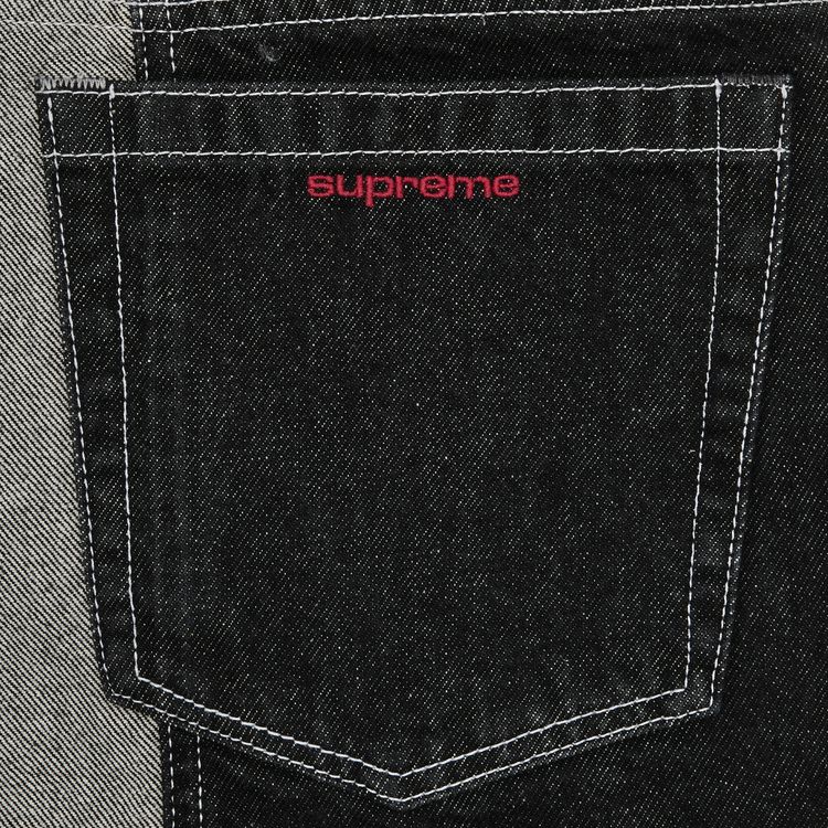 Supreme 2 Tone Paneled Baggy Jean Black