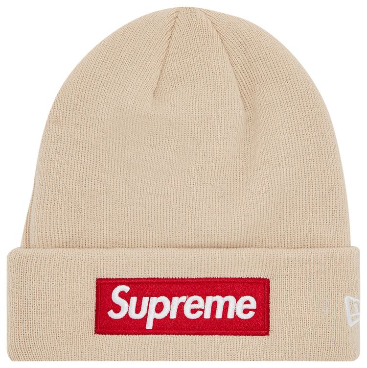 Supreme x New Era Box Logo Beanie Stone
