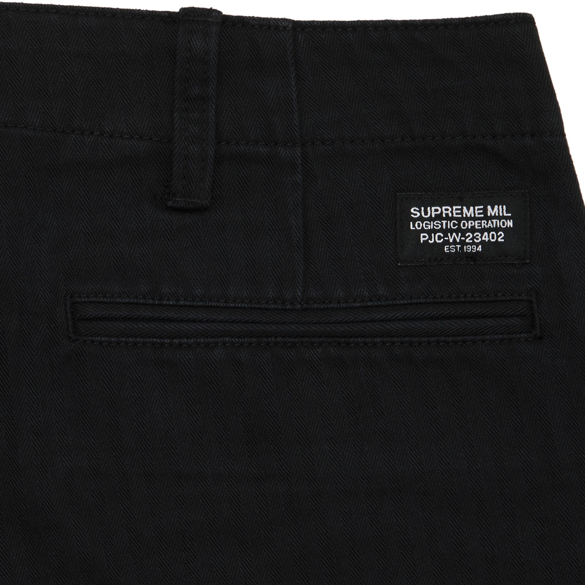 Buy Supreme Washed Herringbone Chino Pant 'Black' - FW24P25