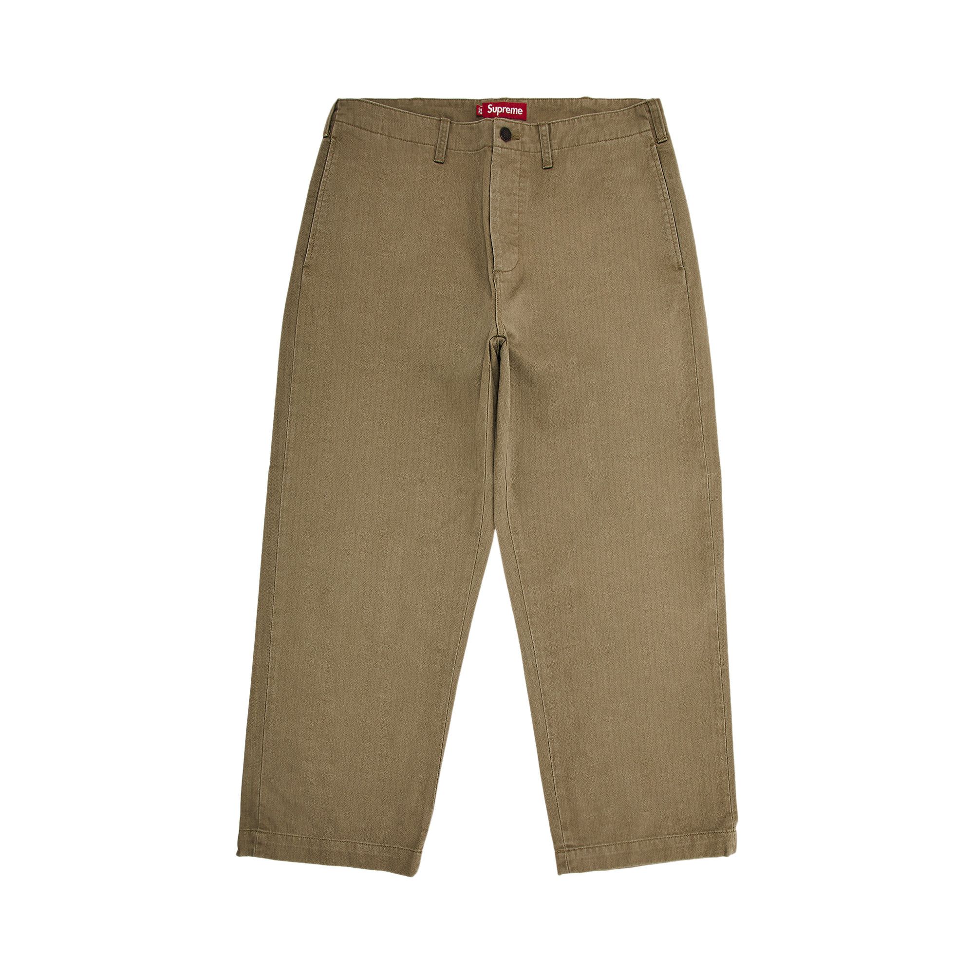 Size 32 Supreme Washed Herringbone Chino Pant 'Olive'