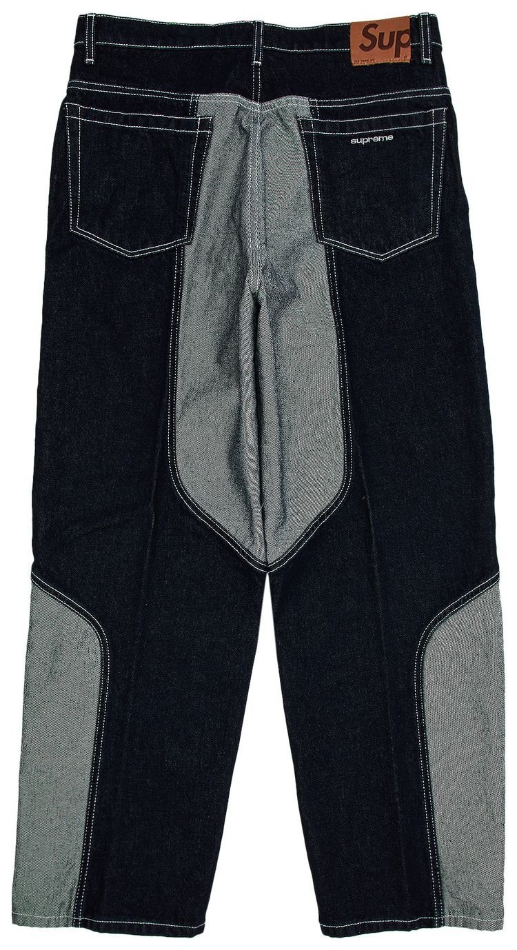 Supreme 2 Tone Paneled Baggy Jean Blue
