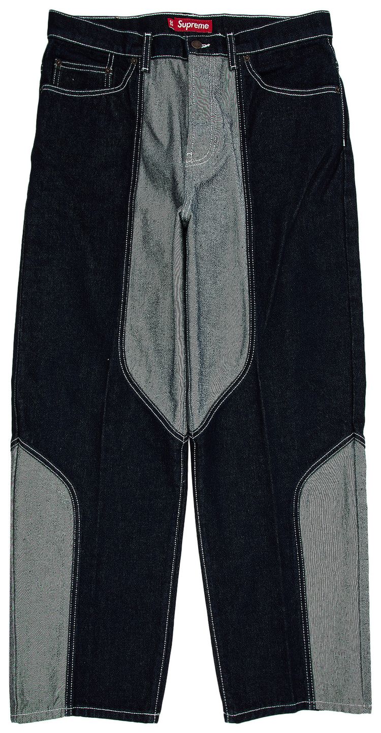 Supreme 2 Tone Paneled Baggy Jean Blue
