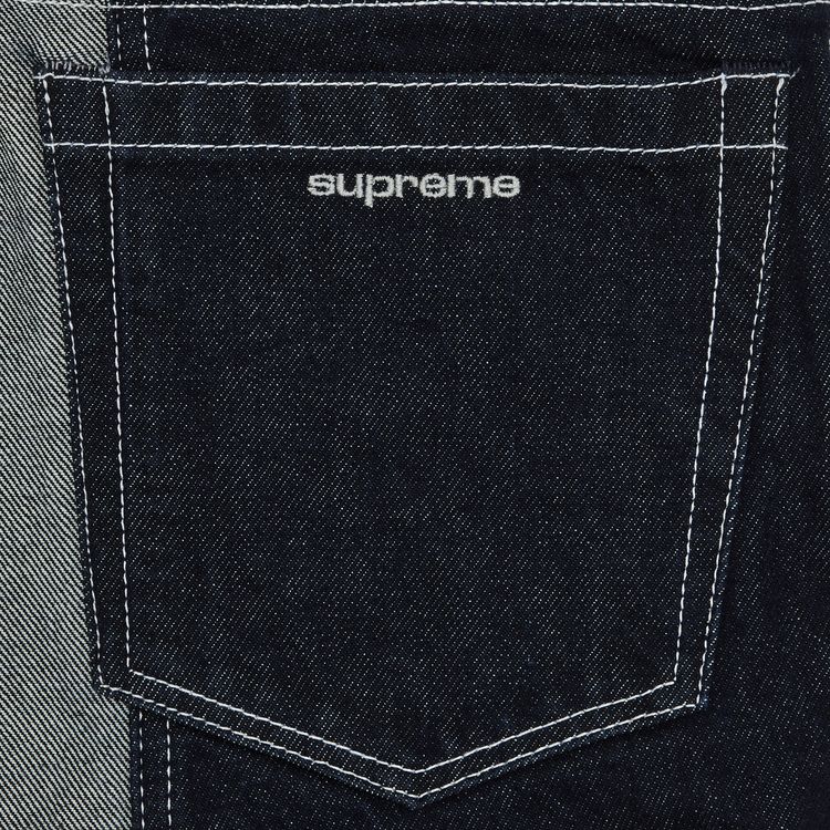 Supreme 2 Tone Paneled Baggy Jean Blue