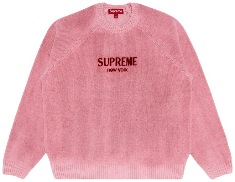 Supreme Flocked Logo Sweater Pink