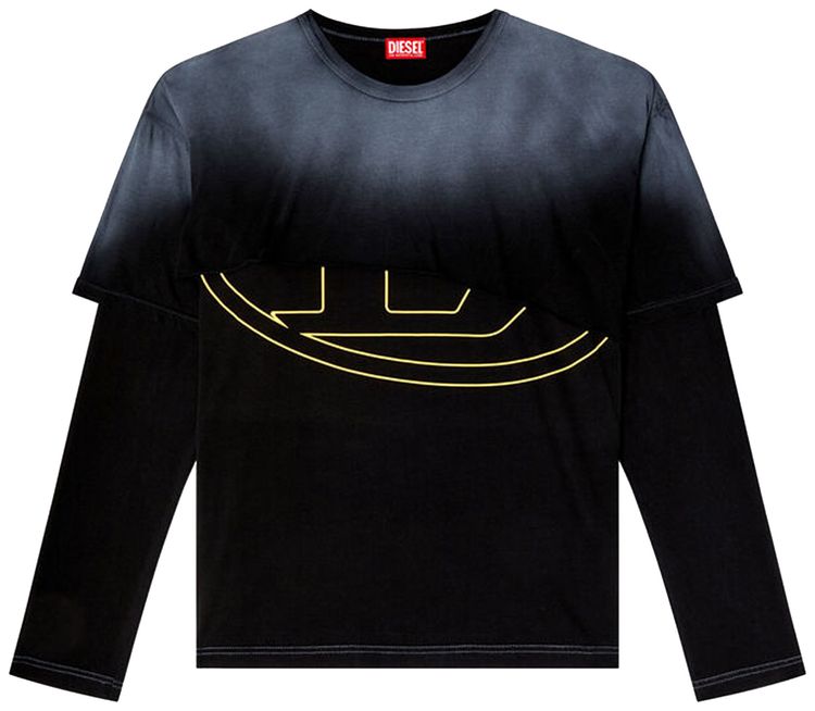 Diesel Destroyed Layered Long Sleeve T Shirt Black