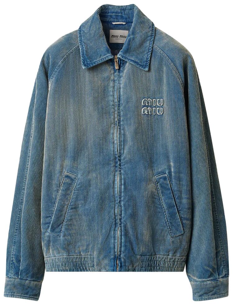 Miu Miu Washed Corduroy Jacket Azzurro