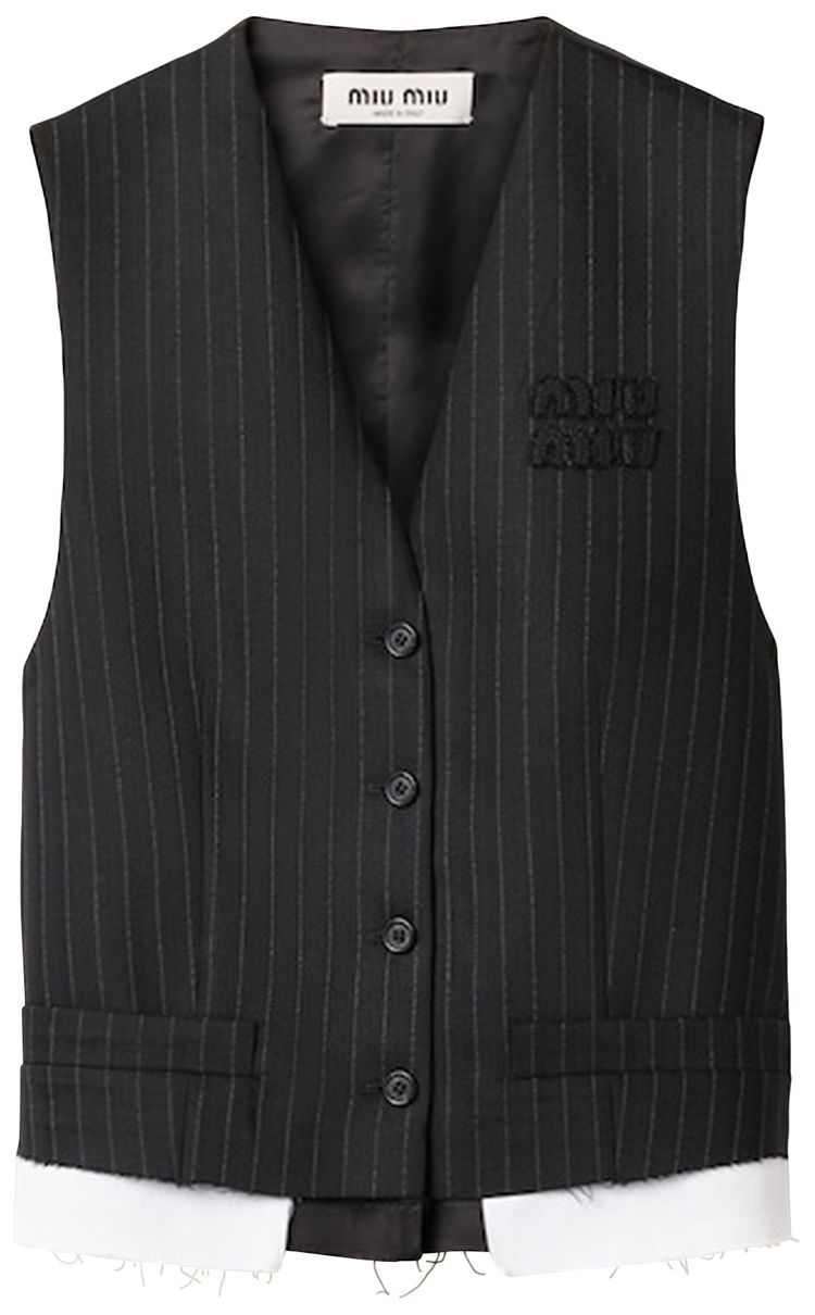 Miu Miu Pinstripe Vest Black