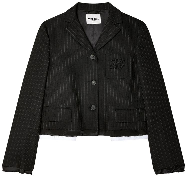 Miu Miu Pinstripe Suit Jacket Black