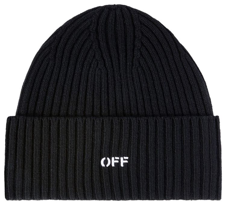 Off White Off Stamp Loose Knit Beanie BlackWhite