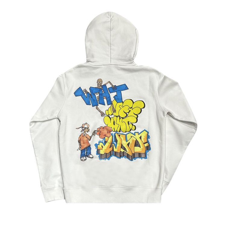 Off White Spray Graffiti Pupp Slim Hoodie WhiteMulticolor
