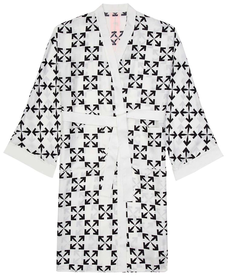 Off White Arrow Pattern Robe BlackWhite