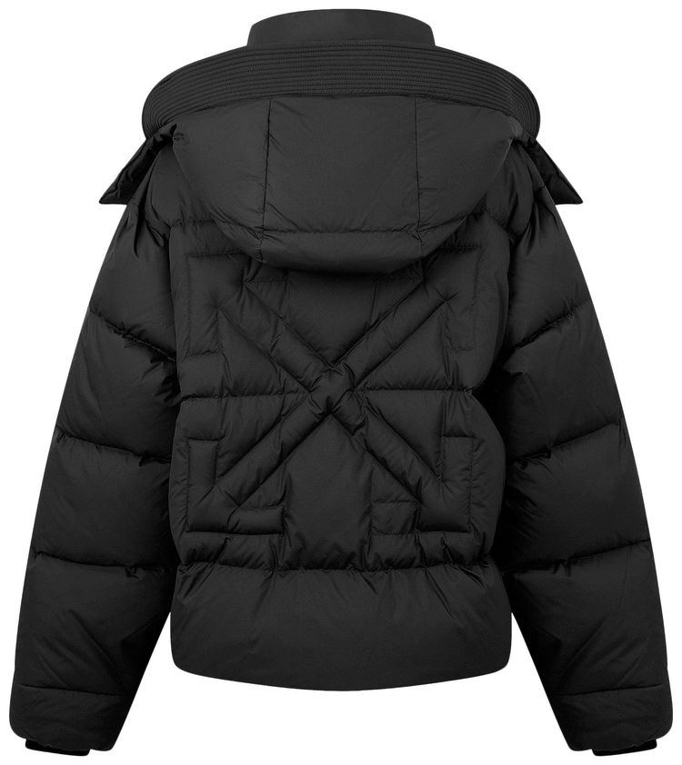 Off White Peach Nylon Arrow Over Down Puffer Jacket BlackWhite