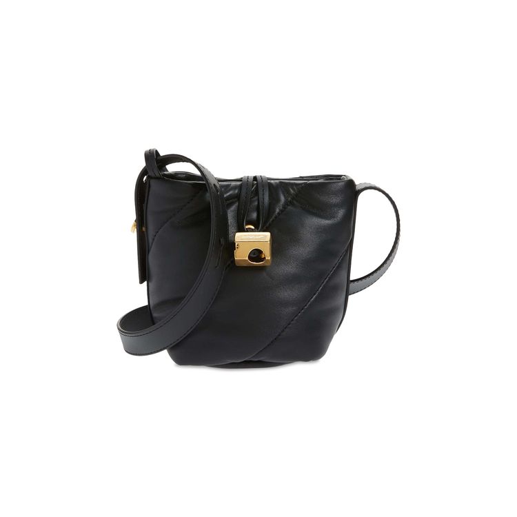 Off White Nailed Quilted Leather Bucket Bag Black