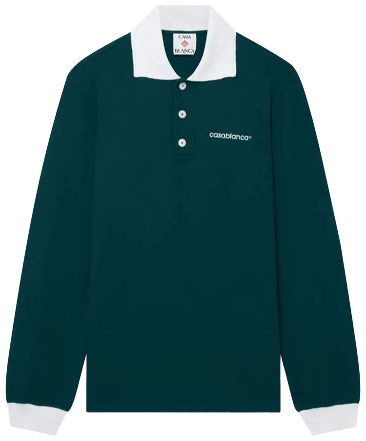 Casablanca Long Sleeve Viscose Polo Green