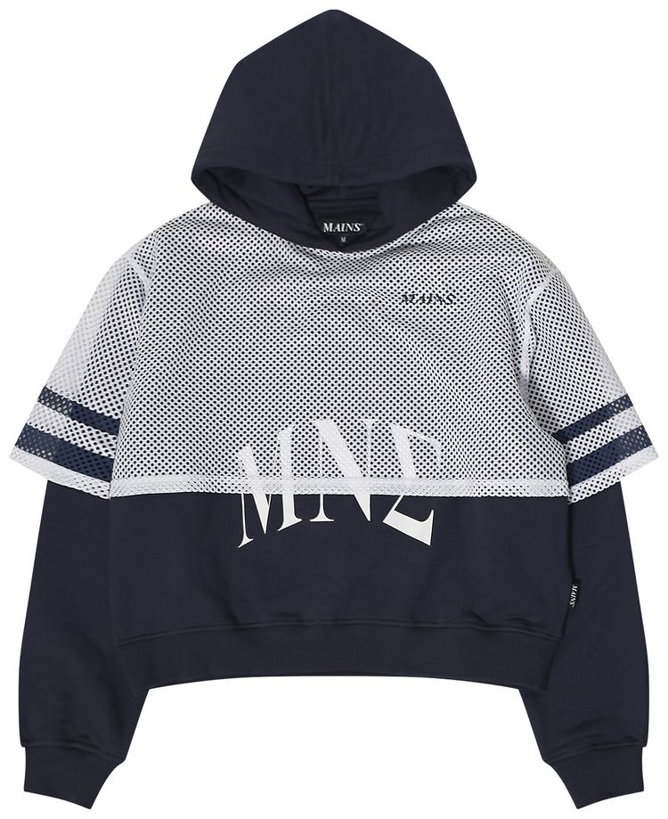 MAINS Mesh Layer Hoodie BlueWhite