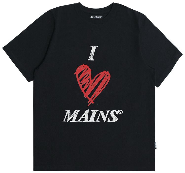 MAINS I Love Mains T Shirt Black