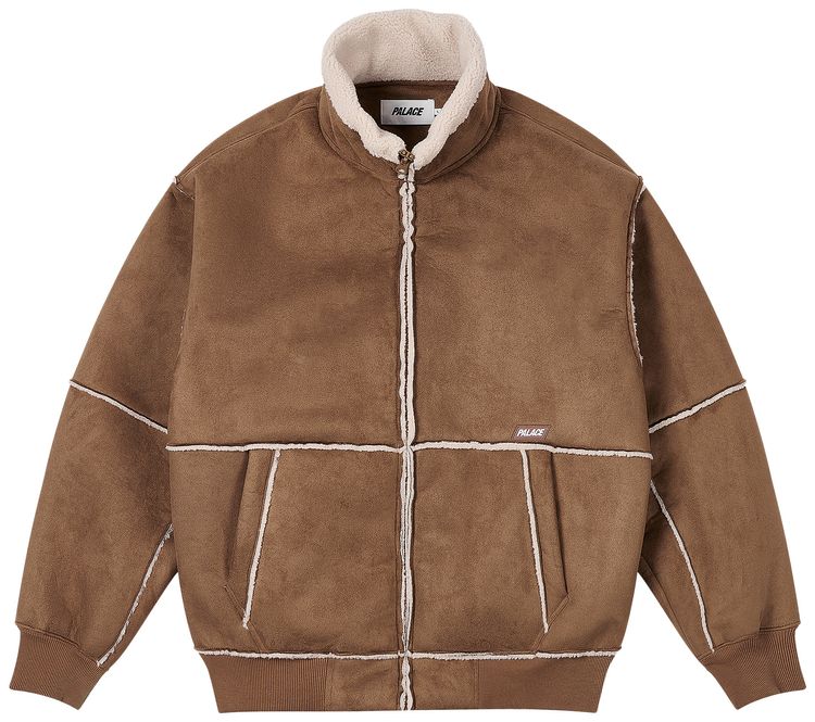 Palace Sherpa Faux Suede Funnel Caked Brown