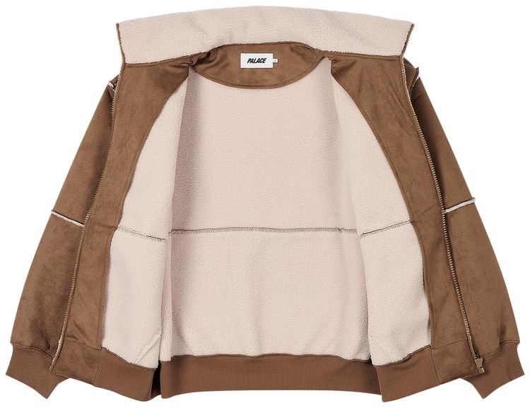 Palace Sherpa Faux Suede Funnel Caked Brown