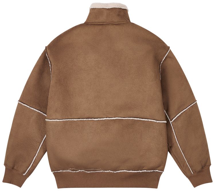 Palace Sherpa Faux Suede Funnel Caked Brown