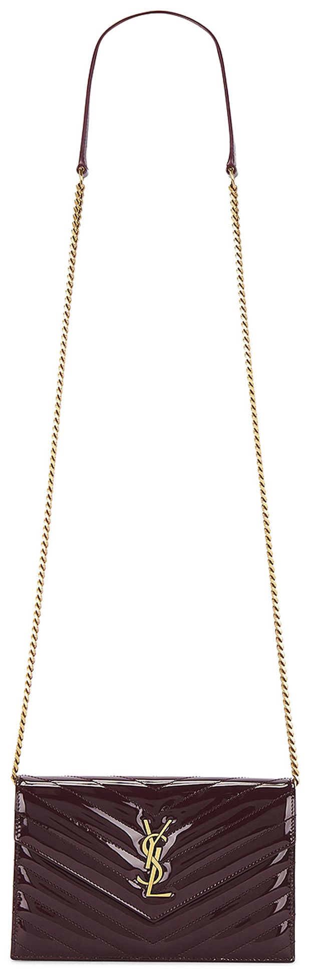 Saint Laurent Cassandre Envelope Chain Wallet Dark Red Wine