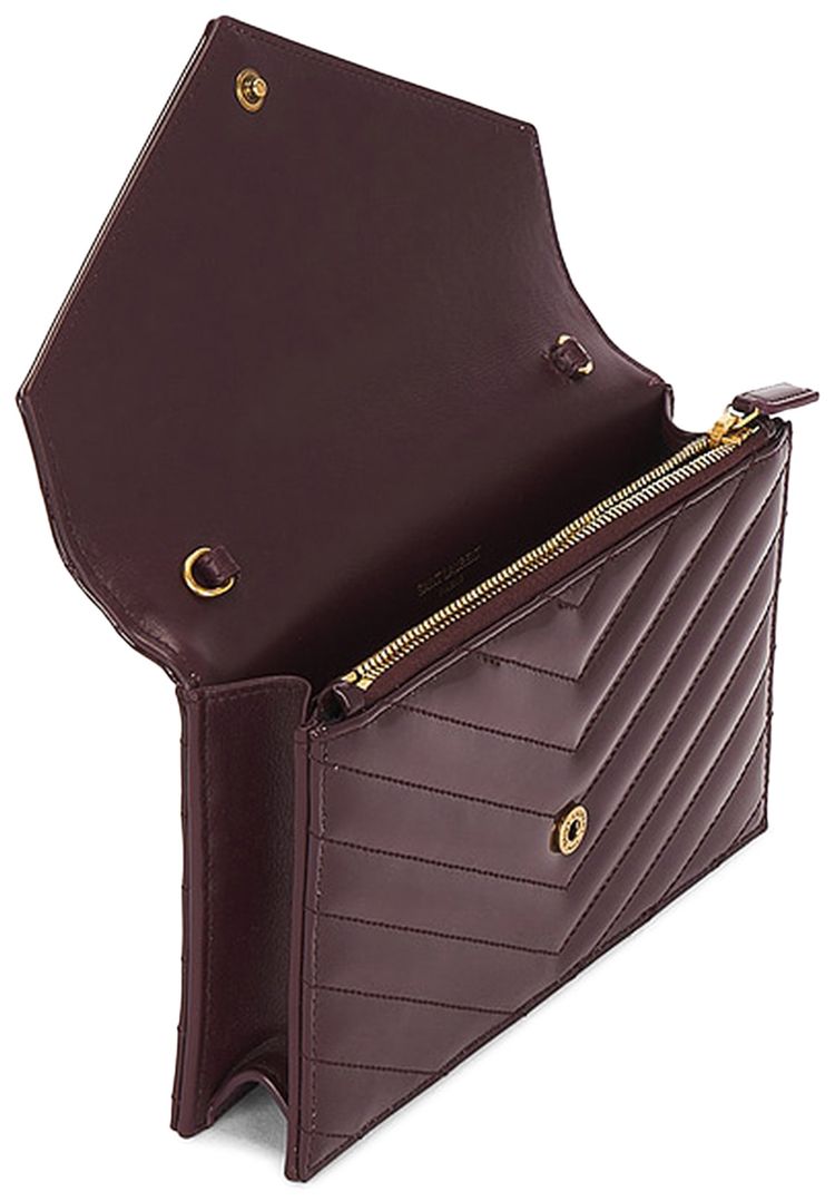 Saint Laurent Cassandre Envelope Chain Wallet Dark Red Wine