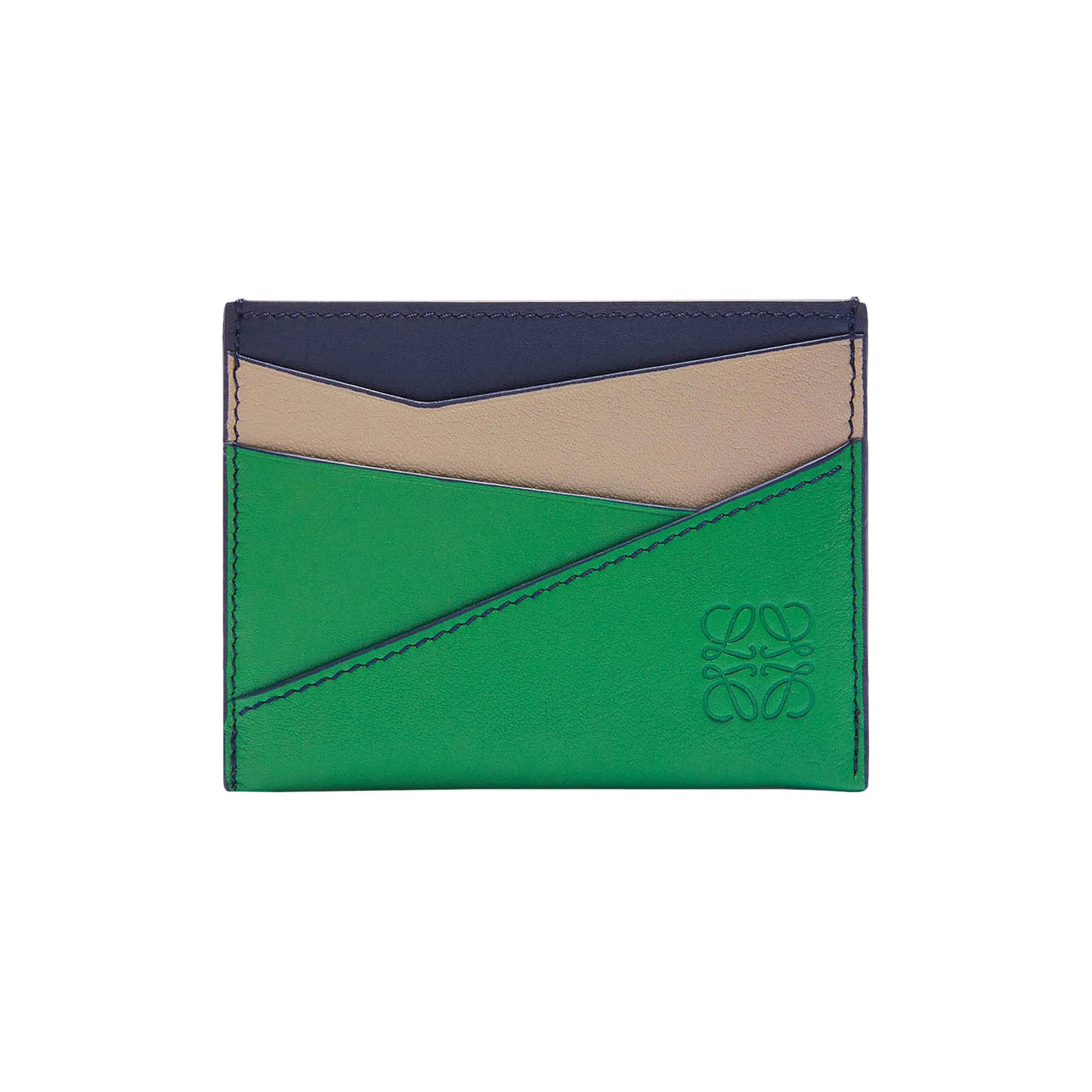 loewe カードホルダー Buy Loewe Puzzle Edge Plain Cardholder 'Sand/Tropical Green
