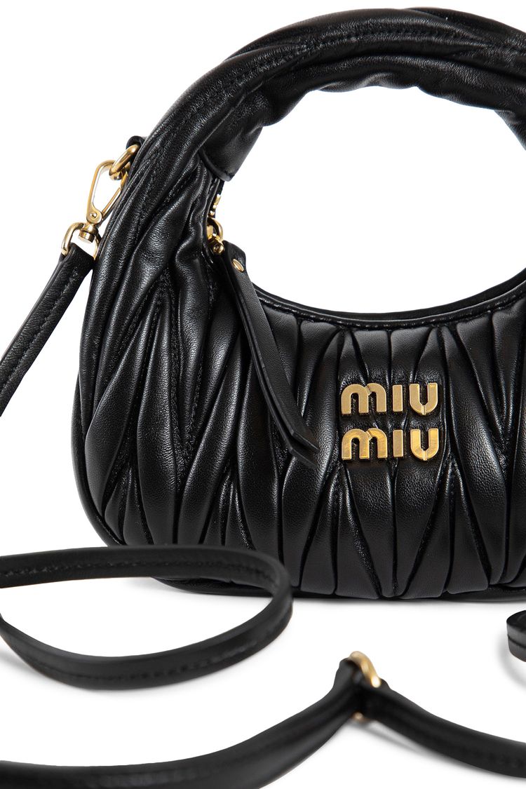 Miu Miu Wander Matelasse Nappa Leather Hobo Mini Bag Black