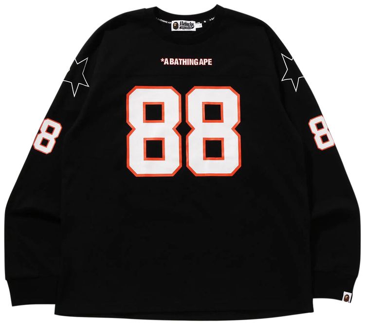 BAPE Football Relaxed Fit Long Sleeve Tee Black