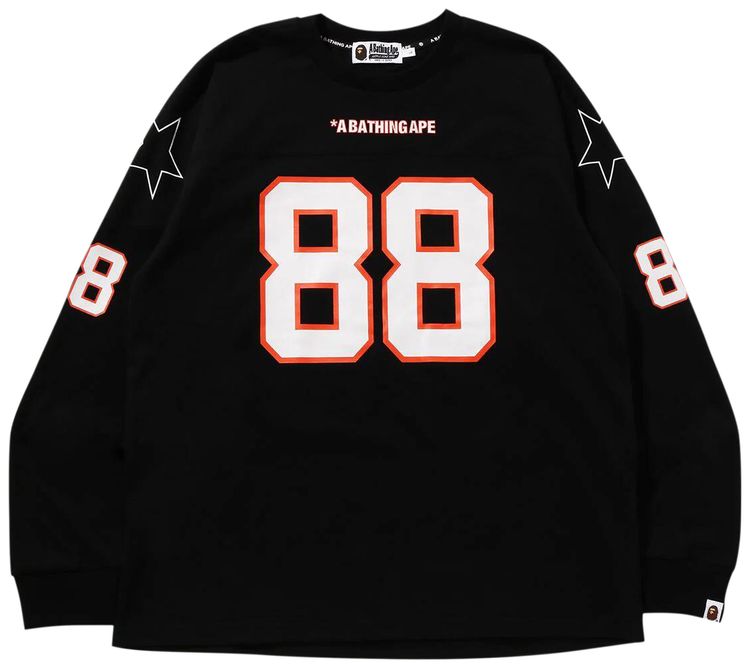 BAPE Football Relaxed Fit Long Sleeve Tee Black