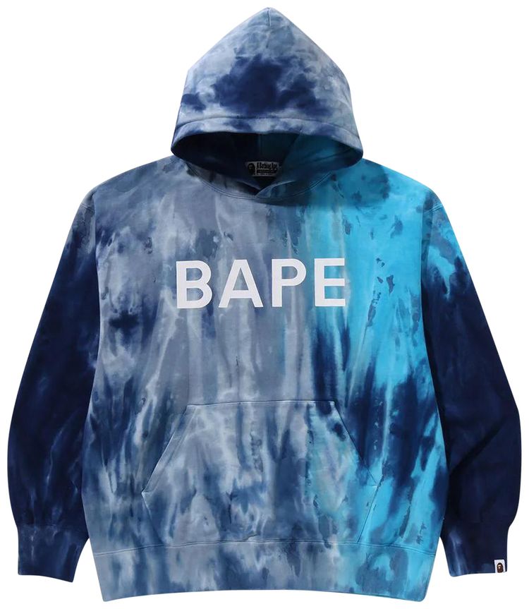 BAPE Ice Dye Relaxed Fit Pullover Hoodie Blue