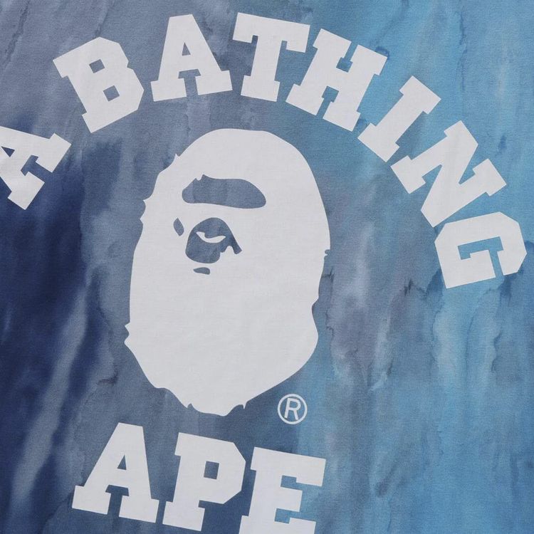 BAPE Ice Dye College Relaxed Fit Tee Blue