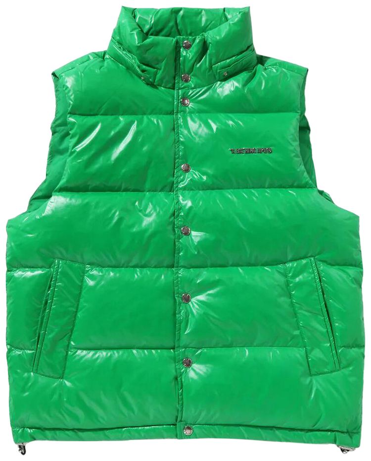 BAPE Line Camo Debossed Nylon Down Vest Green