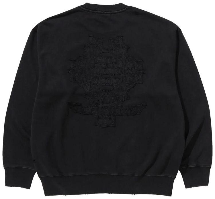 BAPE Garment Dye Logo Relaxed Fit Crewneck Sweatshirt Black