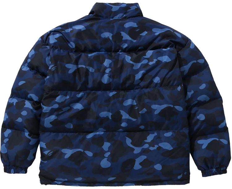 BAPE Color Camo Reversible Down Jacket Navy