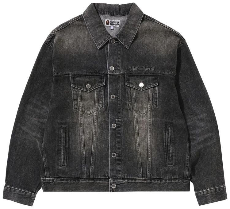 BAPE Distressed Denim Trucker Jacket Black