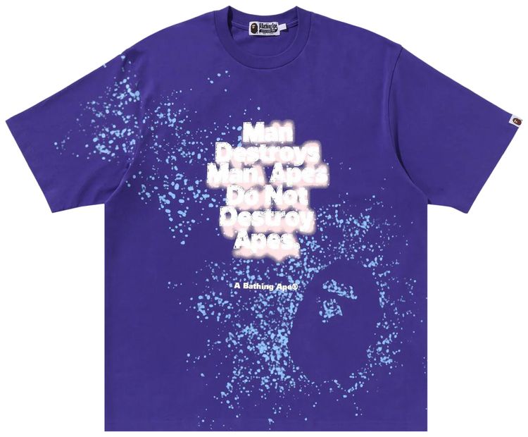 BAPE Spray Print Slogan Relaxed Fit Tee Purple