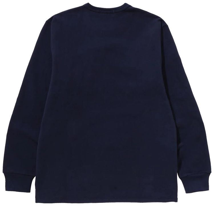 BAPE Ape Head Brushed Cotton Long Sleeve Tee Navy