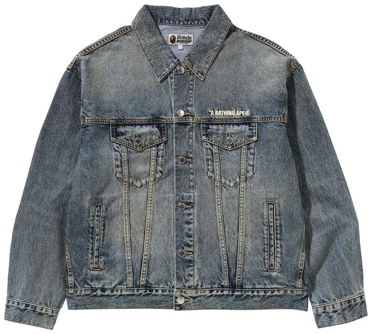 BAPE Distressed Denim Trucker Jacket Light Indigo