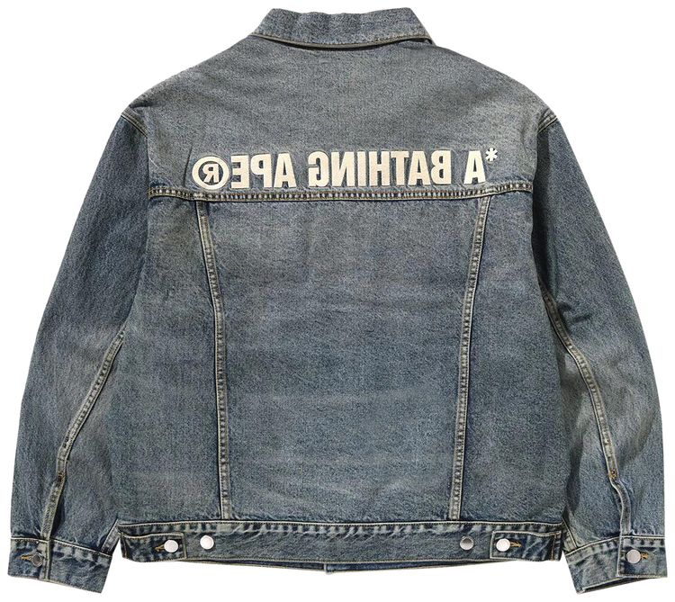 BAPE Distressed Denim Trucker Jacket Light Indigo