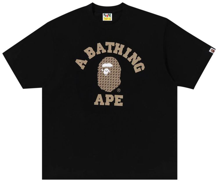 BAPE Sta Houndstooth College Relaxed Fit Tee Black