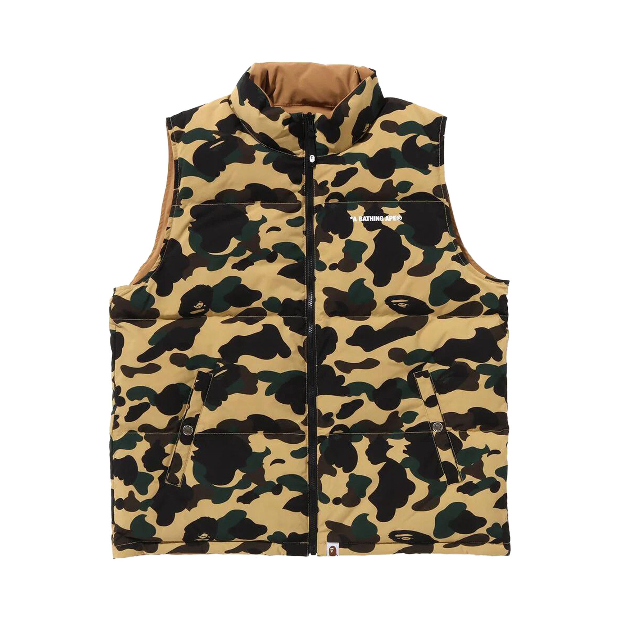 Buy BAPE 1st Camo Reversible Down Vest 'Yellow' - 1K80 144